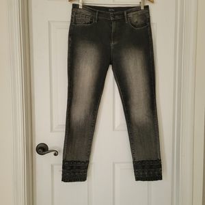 DRIFTWOOD Jackie Embroidered Gray Faded Black Denim Jeans 31